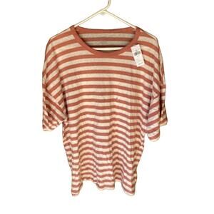 American Eagle Striped Tee Cream and Blush Women's XL